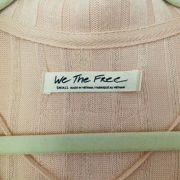 Free People We The Free Peach Krystal Ribbed Elbow Sleeve Collared Polo Shirt S - Picture 4 of 12